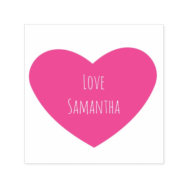 Solid Pink Heart with Personalised Text Self-inking Stamp (Design)