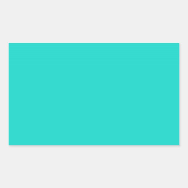 Solid plain bright turquoise rectangular sticker (Front)
