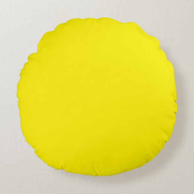 Solid plain colour yellow round cushion (Front)
