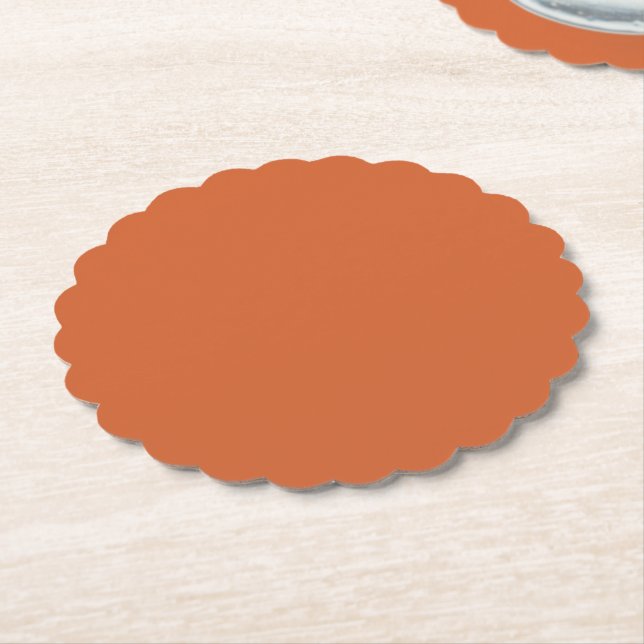Solid plain harvest pumpkin orange paper coaster (Angled)