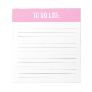 Solid plain pink to do list notepad