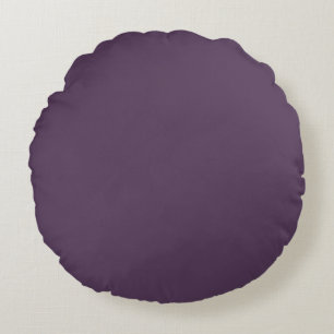 Solid plum dark dull purple round cushion