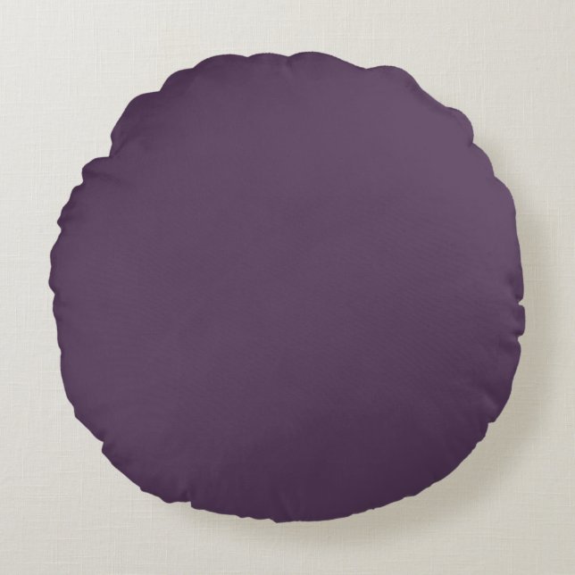 Solid plum dark dull purple round cushion (Front)