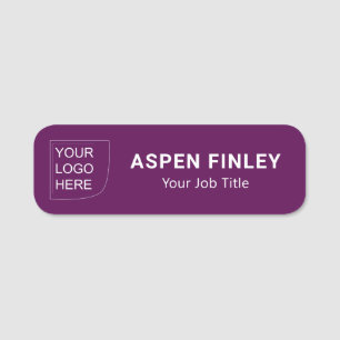 Solid Plum Elegant Logo Name Tag
