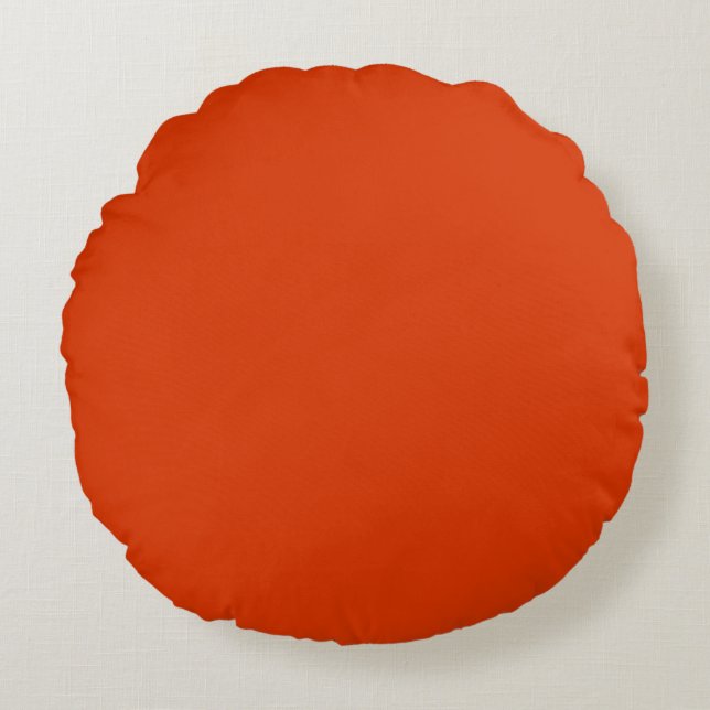 Solid poppy red round cushion (Front)