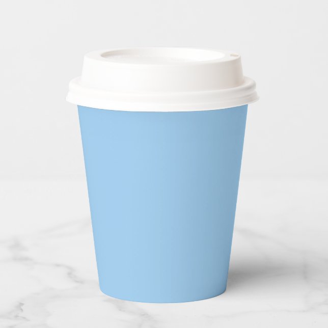 Solid powder light pale baby blue paper cups (Front)