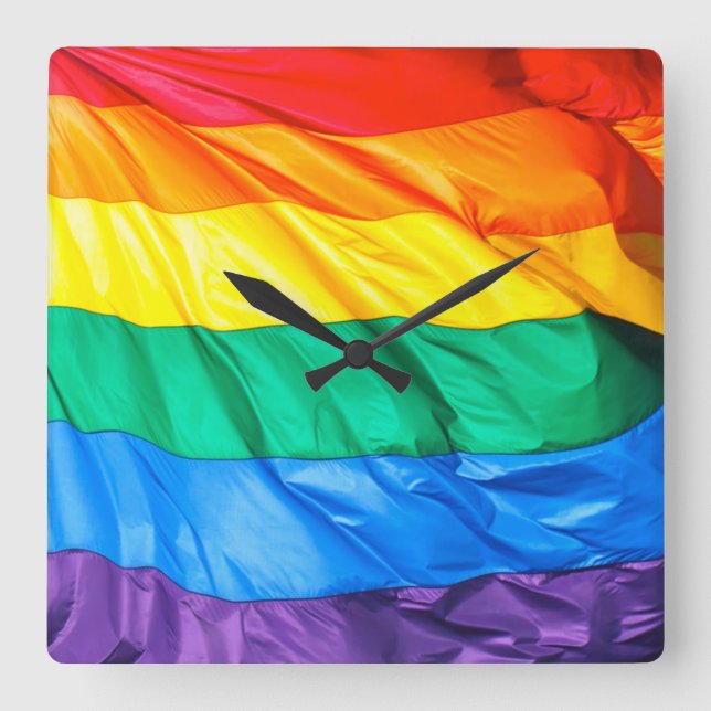 Solid Pride - Gay Pride Flag Closeup Square Wall Clock (Front)