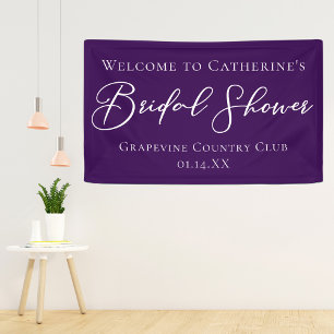 Solid Purple Bridal Shower Personalized Welcome Banner
