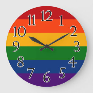 Solid Rainbow Pride Flag Large Clock