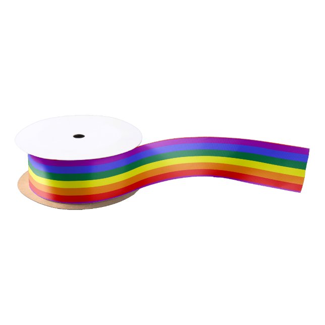 Solid Rainbow Stripes Ribbon Satin Ribbon (Spool)