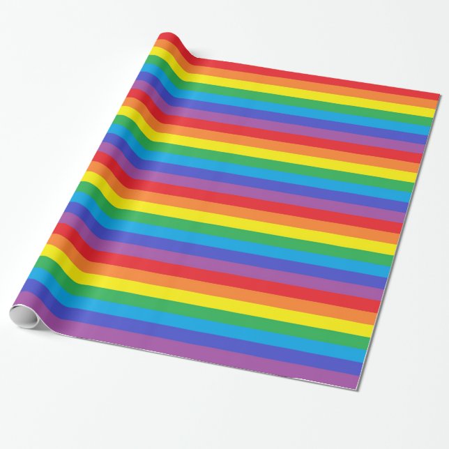 Solid Rainbow Stripes Wrapping Paper (Unrolled)