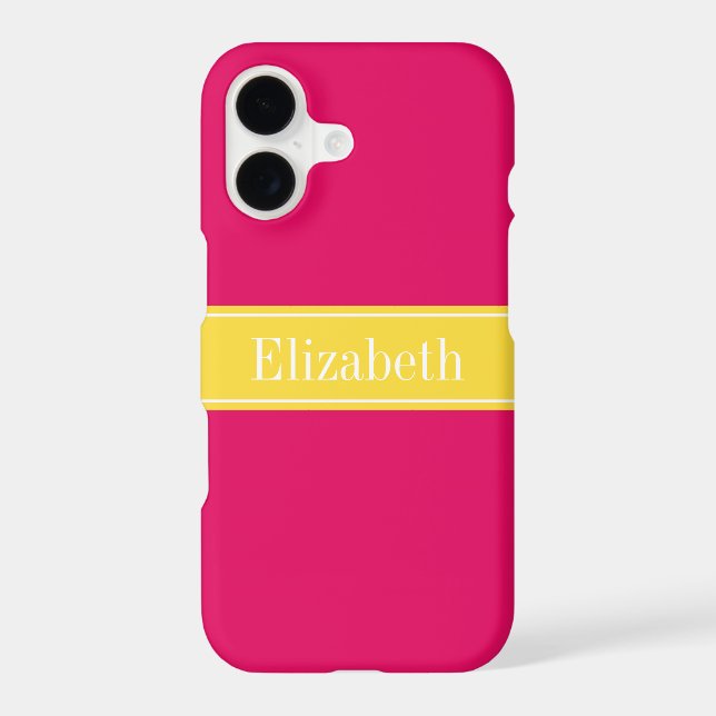 Solid Raspberry, Pineapple Ribbon Name Monogram (Back)