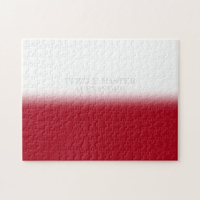 Solid Red and White Secret Message Personalised Jigsaw Puzzle (Horizontal)