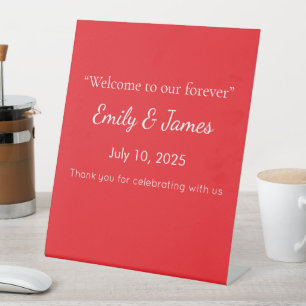 Solid Red Background Pedestal Sign