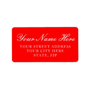 Solid Red Custom Address Label Stickers