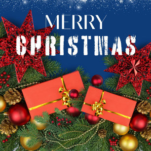 Solid red festive traditional Christmas Happy Wrapping Paper