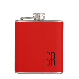 Solid Red Monogram Hip Flask