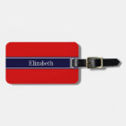 Solid Red, Navy Blue Ribbon Name Monogram
