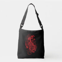 Solid Red Panther Gothic Tattoo Style Crossbody