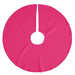 Solid reddish bright hot pink brushed polyester tree skirt