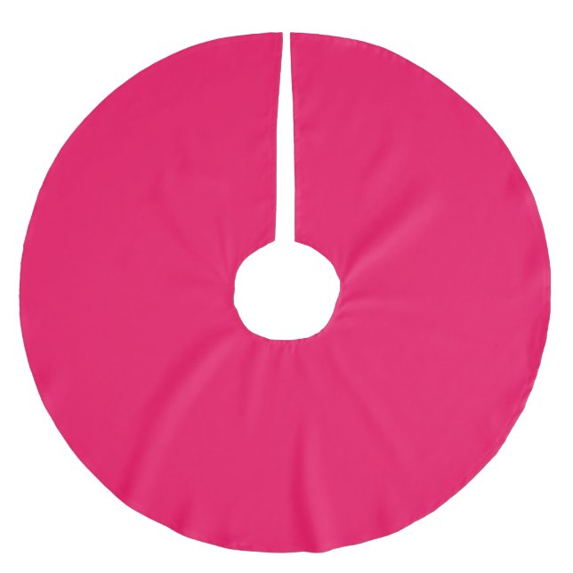 Solid reddish bright hot pink brushed polyester tree skirt (Front)