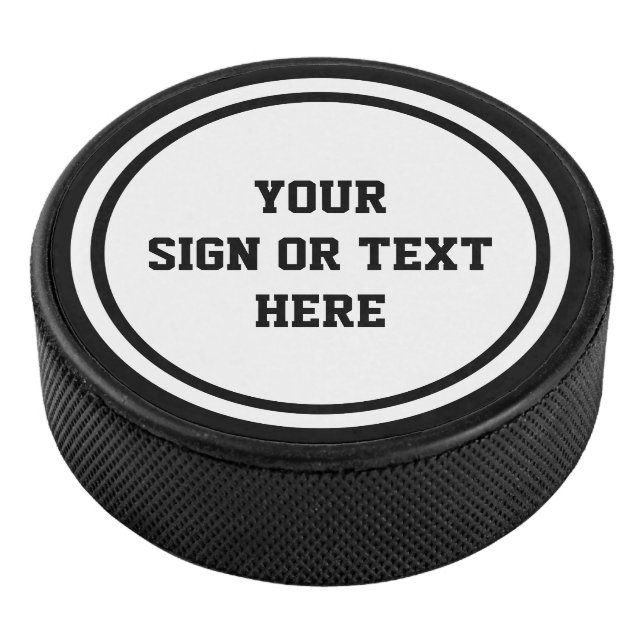 Solid Ring & Dot white + your colour, sign or text Hockey Puck (3/4)