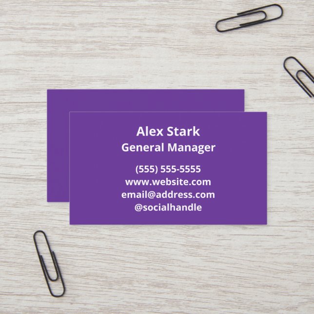 Solid Royal Purple Business Cards (Front/Back In Situ)