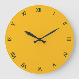 Solid Saffron Yellow / Gold with Roman Numerals Large Clock
