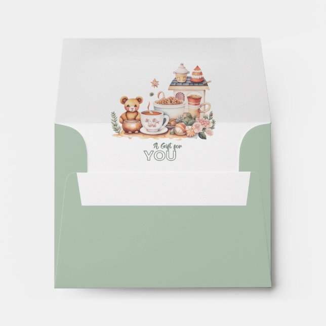 Solid Sage Green Christmas Gift card Envelope (Back (Bottom))