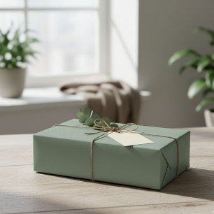 Solid Sage Green Matte Gift Wrap Paper