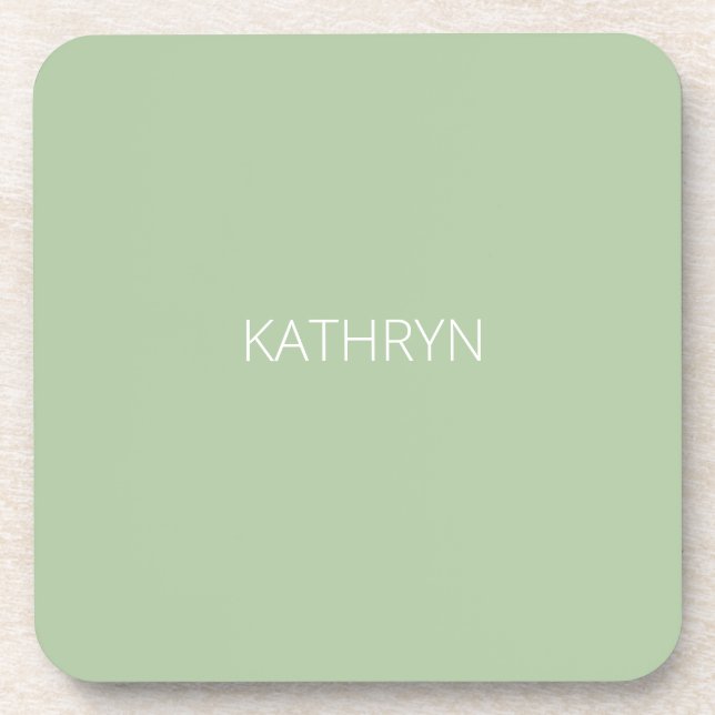 solid sage green natural coaster (Front)