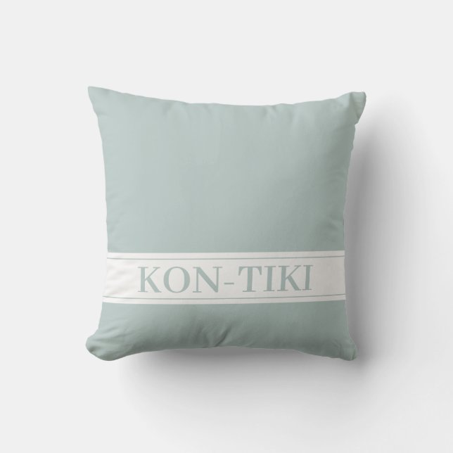 Solid Sage Green. Nautical Boat Name. Cushion (Front)