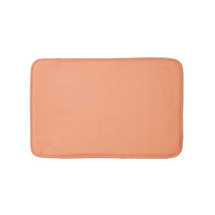 Solid Salmon Pink colour background customisable Bath Mat