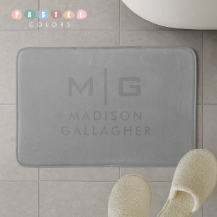 Solid Soft Light Gray Pastel Steel Grey Color Bath Mat
