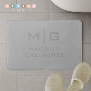Solid Soft Light Gray Pastel Steel Grey Color Bath Mat