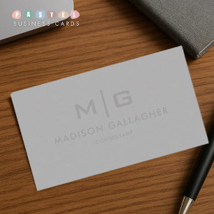 Solid Soft Light Grey Pastel Steel Grey Colour Business Card