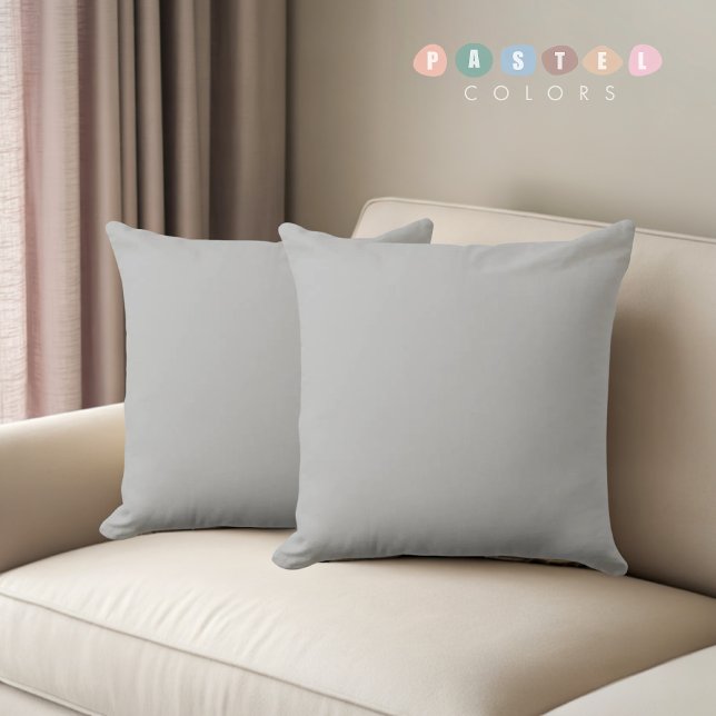 Solid Soft Light Grey Pastel Steel Grey Colour Cushion (Solid Soft Light Gray Pastel Steel Grey Color Throw Pillow)