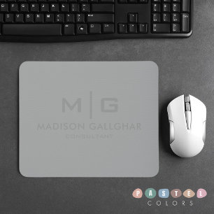 Solid Soft Light Grey Pastel Steel Grey Colour Mouse Pad