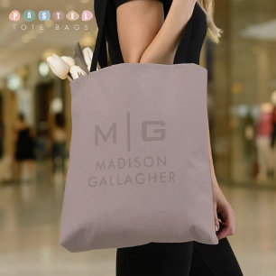 Solid Soft Light Paste Pinkish Purple Brown Colour Tote Bag