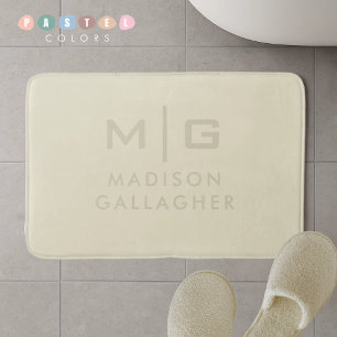 Solid Soft Light Pastel Beige Cream Yellow Colour Bath Mat