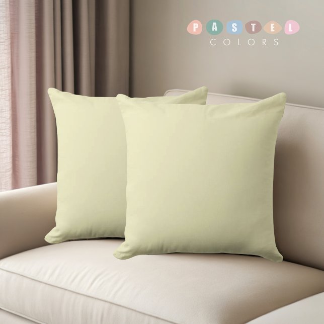 Solid Soft Light Pastel Butter Cream Yellow Colour Cushion (Solid Soft Light Pastel Butter Cream Yellow Color Throw Pillow)
