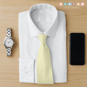 Solid Soft Light Pastel Butter Cream Yellow Colour Tie