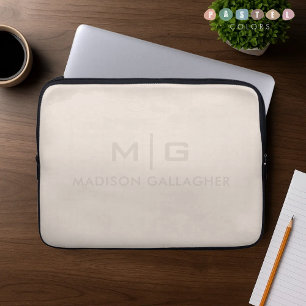 Solid Soft Light Pastel Ivory Cream Beige Color Laptop Sleeve