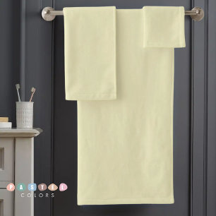 Solid Soft Light Pastel Lemon Yellow Colour  Bath Towel Set