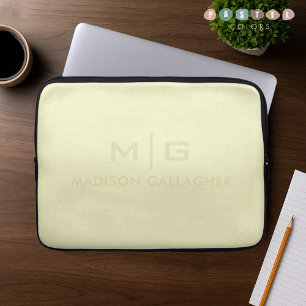 Solid Soft Light Pastel Lemon Yellow Colour Laptop Sleeve