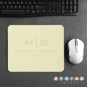 Solid Soft Light Pastel Pale Lemon Yellow Colour Mouse Pad
