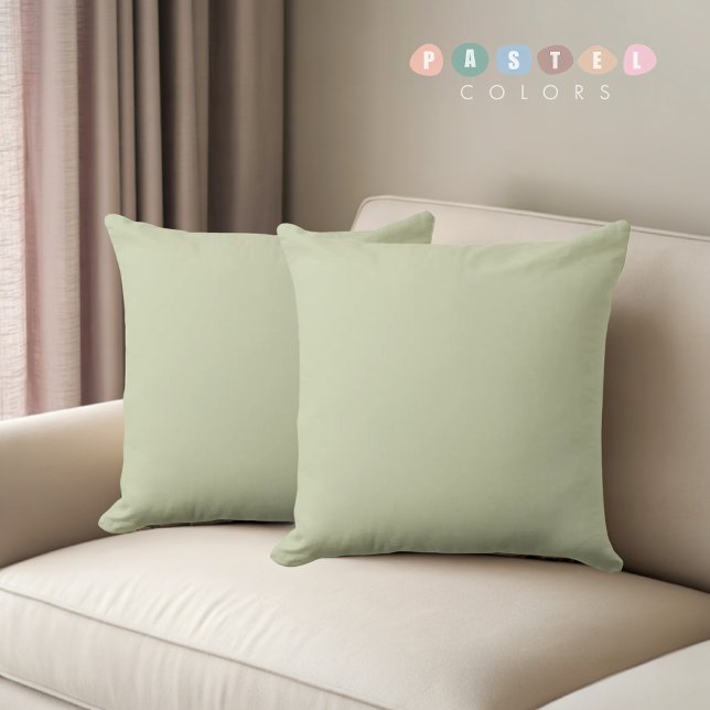 Solid Soft Light Pastel Sage Moss Green Colo Cushion (Solid Soft Light Pastel Sage Moss Green Colo Throw Pillow)