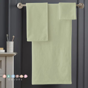 Solid Soft Light Pastel Sage Moss Green Color Bath Towel Set