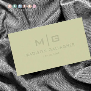 Solid Soft Light Pastel Sage Moss Green Color Business Card