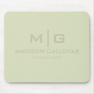 Solid Soft Light Pastel Sage Moss Green Color Mouse Pad